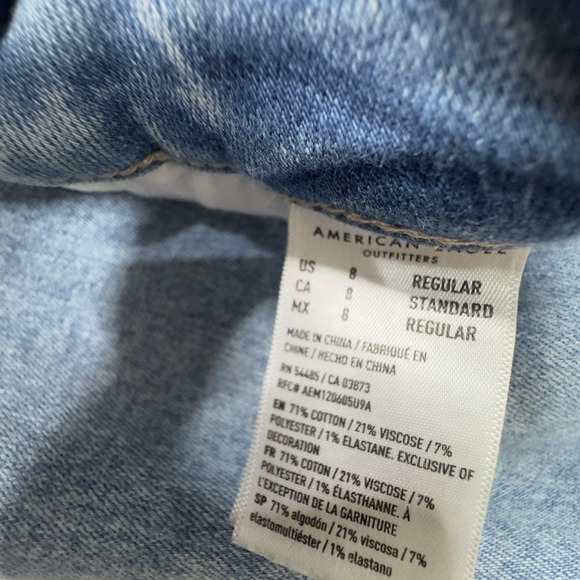 American Eagle Jeans Womens 8 Super Hi Rise Flare Blue Light Wash Stretch - Picture 6 of 11